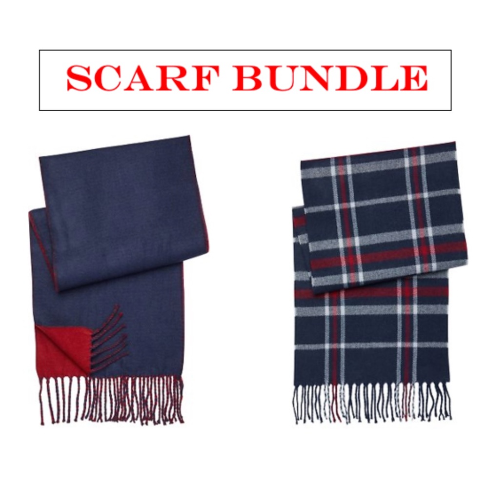 2!! Pronto Uomo Scarfs ❄️ Navy & Burgundy Plaid